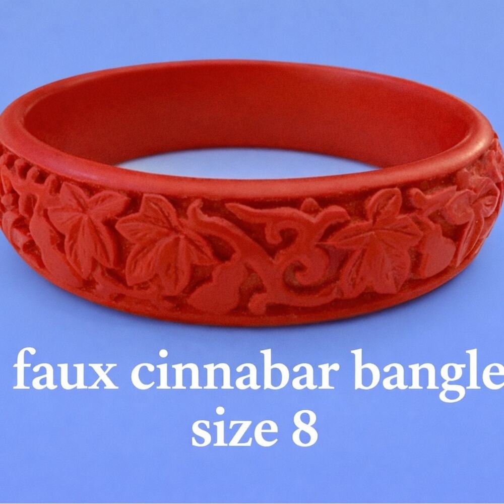 Red Faux Cinnabar Bangle Size 8 extra thick